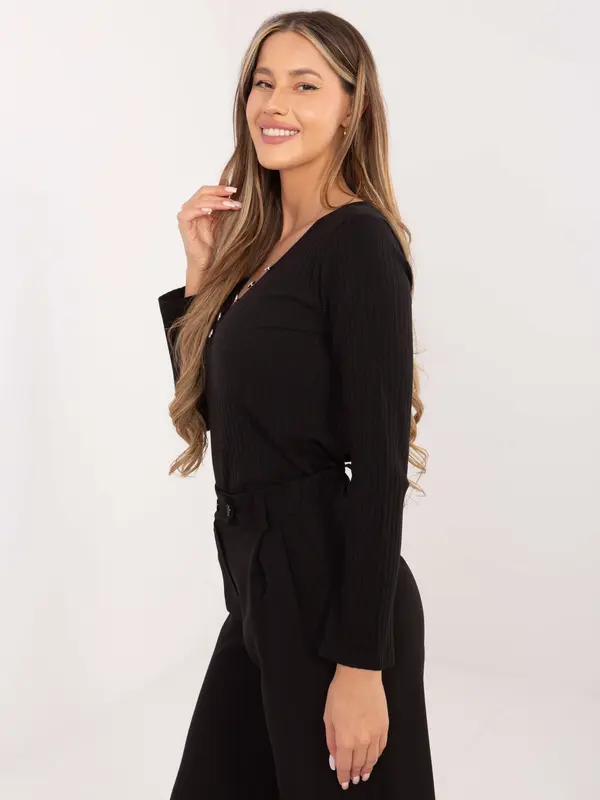 RUE PARIS Črna bluza z dolgimi rokavi
