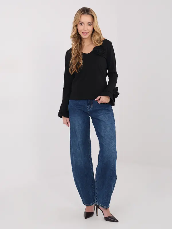 Italy Moda Črna bluza z dolgimi rokavi