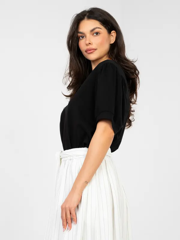 RUE PARIS Črna bluza z napihnjenimi rokavi