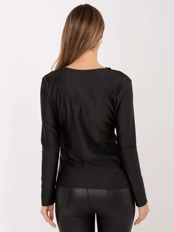 Italy Moda Črna bluza z okrasnimi detajli
