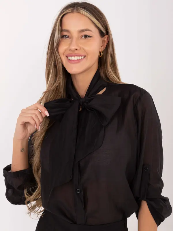 Factory Price Črna bluza z pentljo