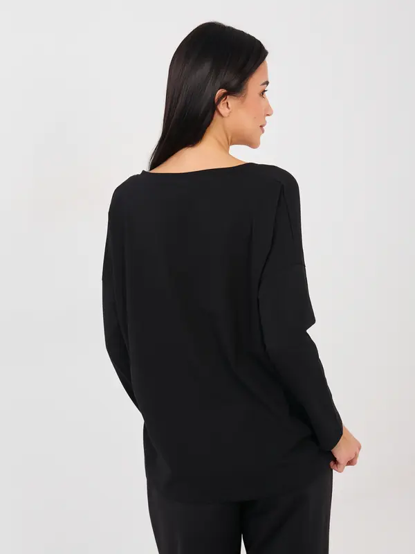 RUE PARIS Črna bluza z V-izrezom