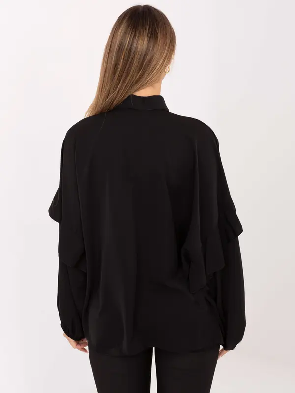Factory Price Črna bluza z volančki