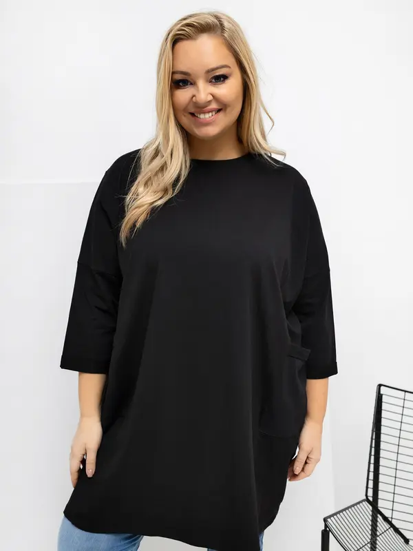 RELEVANCE Črna bluza za večje številke