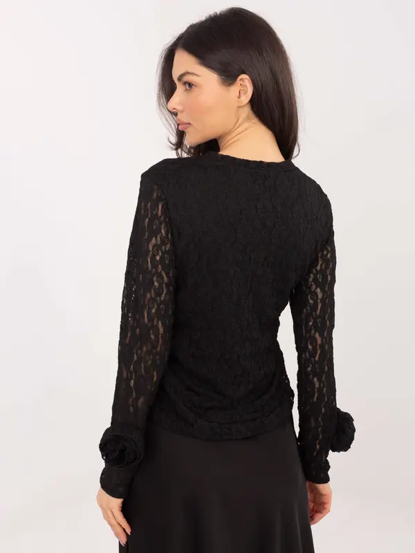 Italy Moda Črna čipkasta bluza
