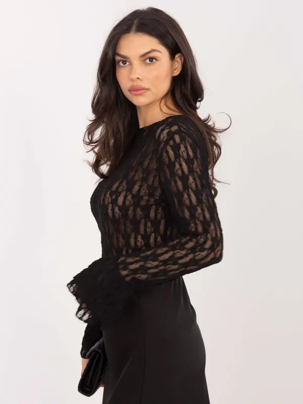 Italy Moda Črna čipkasta bluza
