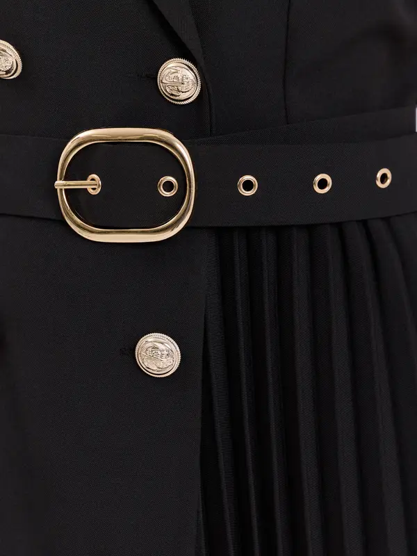 Italy Moda Črna elegantna obleka z zapenjanjem na gumbe