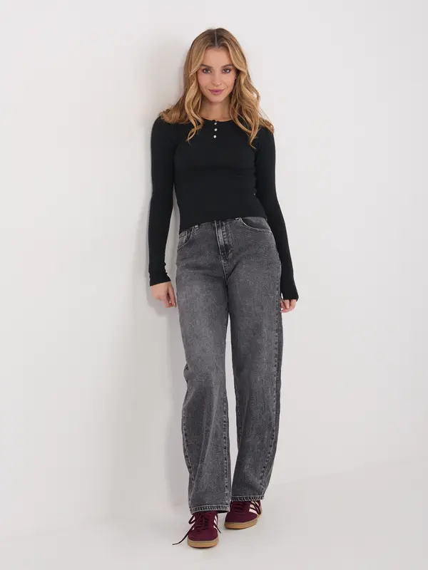 Factory Price Črna enobarvna bluza