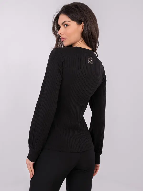 RUE PARIS Črna enobarvna bluza