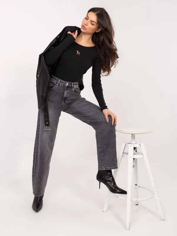 Factory Price Črna enobarvna bluza z dolgimi rokavi