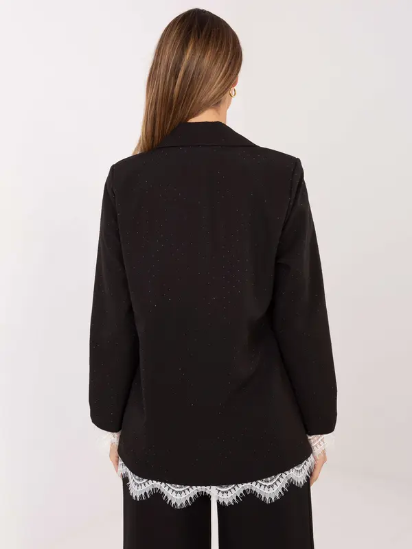 Italy Moda Črna jakna s čipkasto obrobo