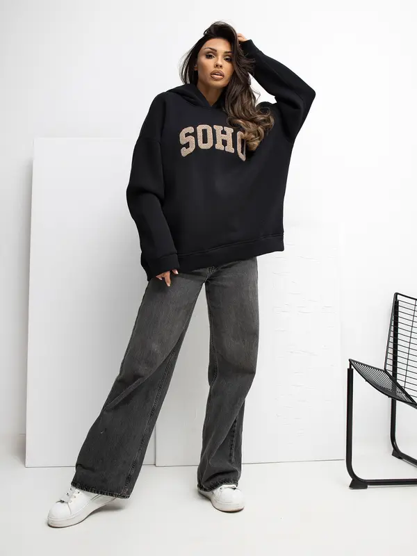 RUE PARIS Črna jopa s kapuco SOHO