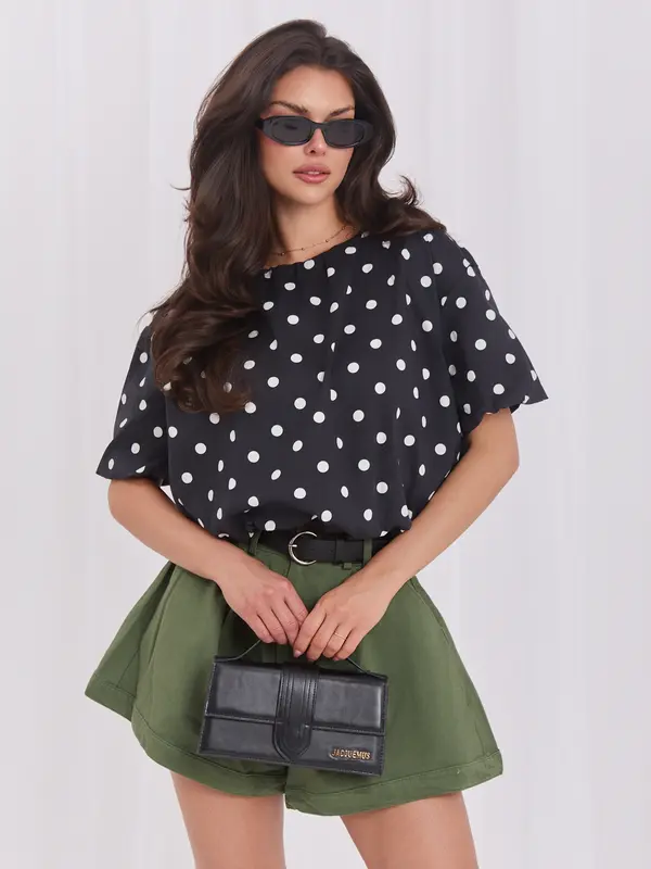 Italy Moda Črna kratka bluza