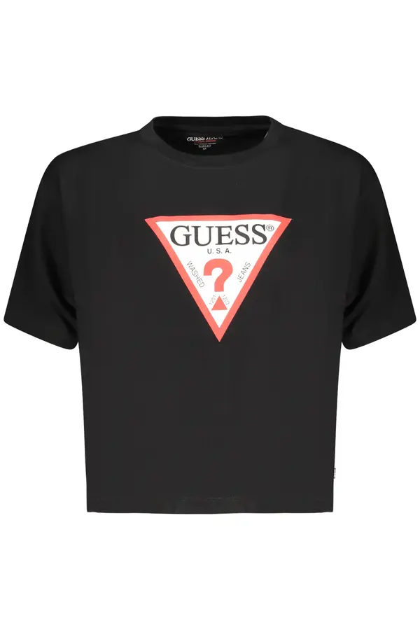 GUESS JEANS Črna majica Guess s kratkimi rokavi
