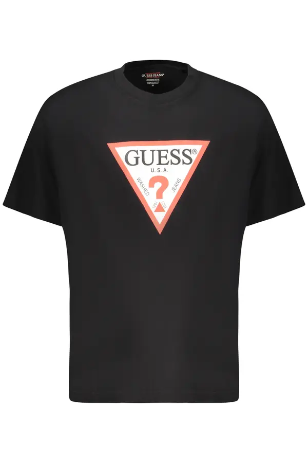 GUESS JEANS Črna majica Guess z logotipom