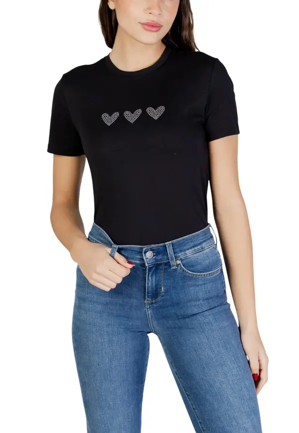 Only Črna majica s kratkimi rokavi in ​​srčki