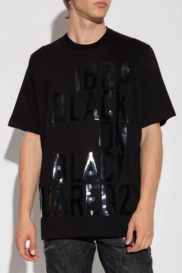 Dsquared Črna majica s potiskom Dsquared