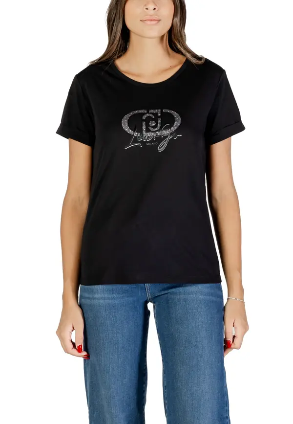 Liu Jo Črna majica s potiskom Liu Jo