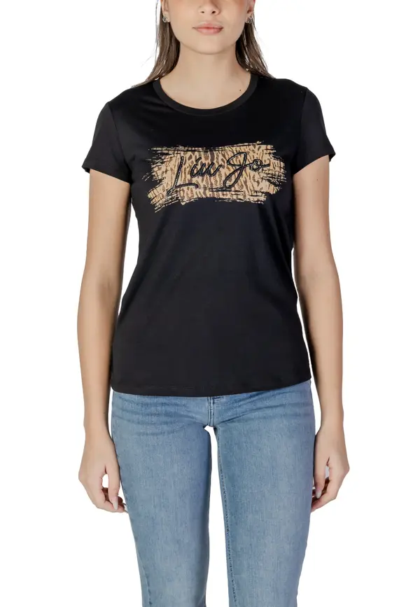Liu Jo Črna majica s potiskom Liu Jo