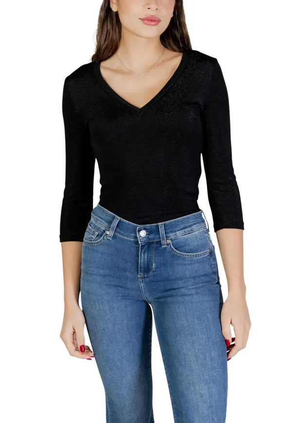 Morgan De Toi Črna majica z dolgimi rokavi