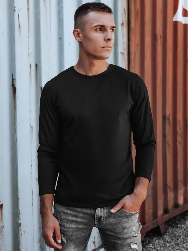 DStreet Črna majica z dolgimi rokavi