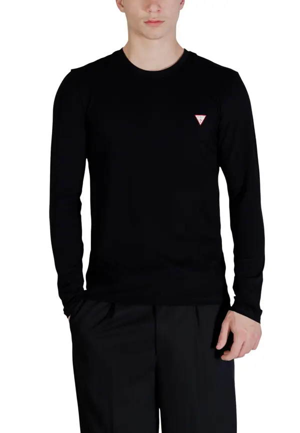 Guess Črna majica z dolgimi rokavi Guess