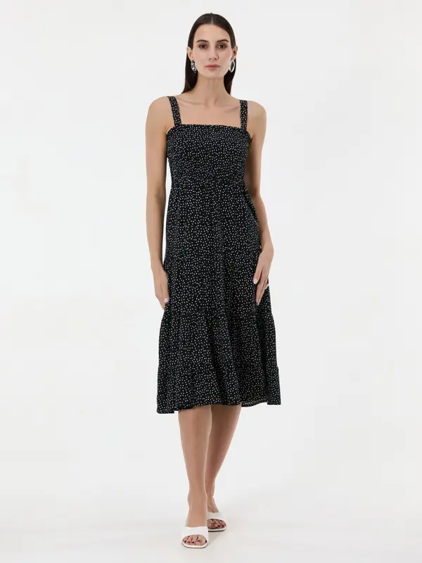 Orsay Črna midi obleka s pikami ORSAY