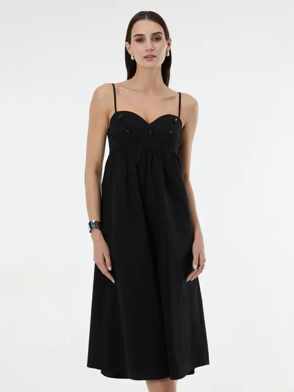 Orsay Črna midi obleka z aplikacijo ORSAY