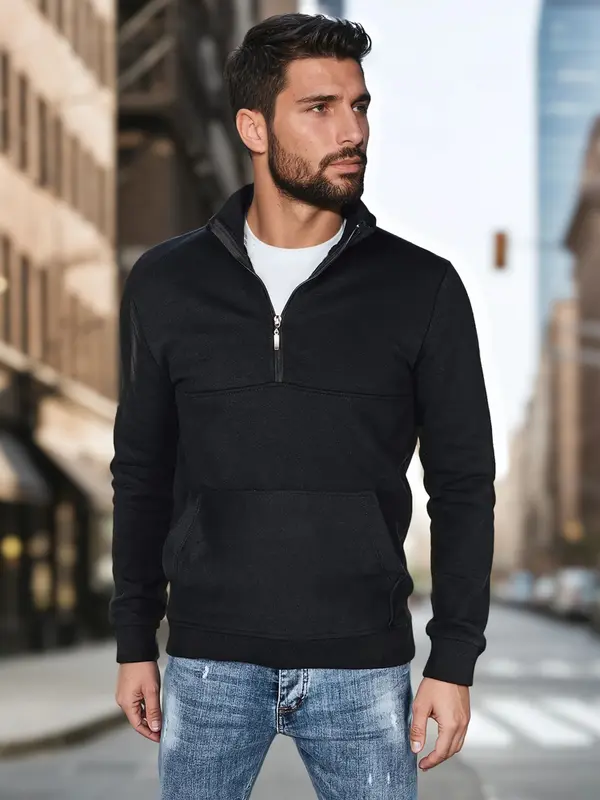 DStreet Črna moška jopa s stoječim ovratnikom