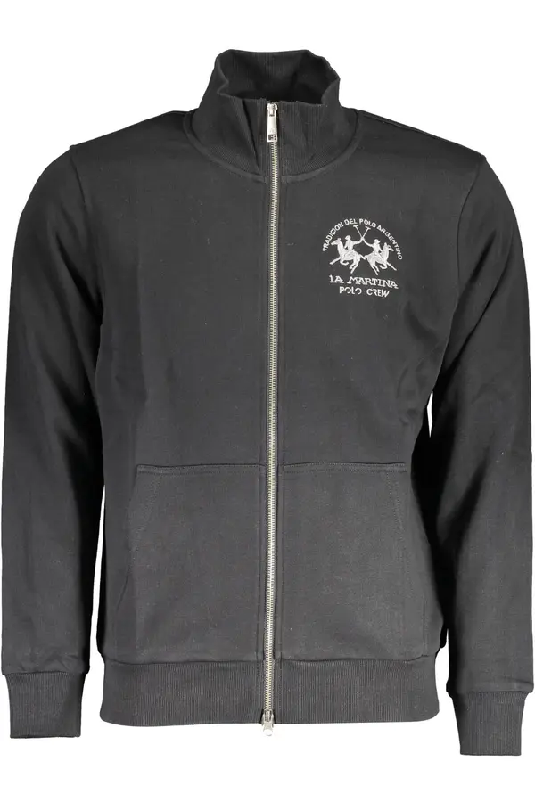 La Martina Črna moška jopa z zadrgo LA MARTINA