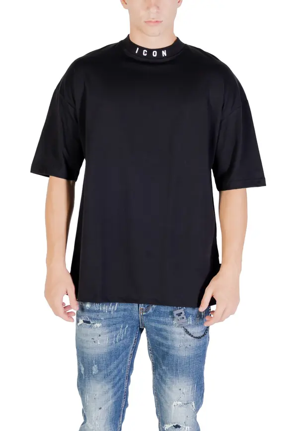 Icon Črna moška majica s kratkimi rokavi