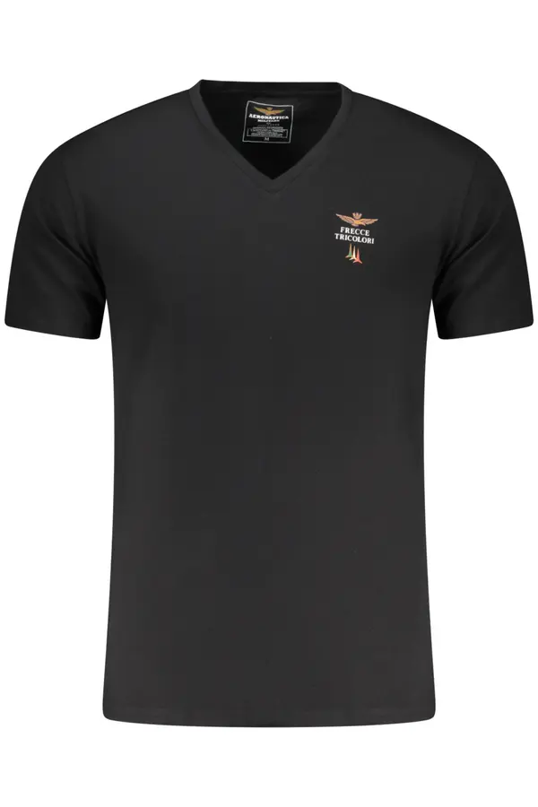 Aeronautica Militare Črna moška majica z V-izrezom