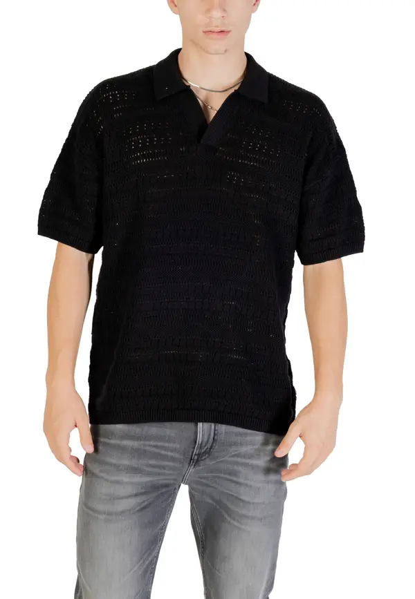 Only Črna moška polo majica s kratkimi rokavi