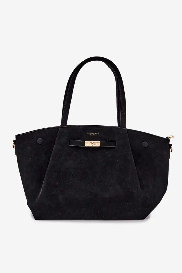 FLORA & CO Črna nakupovalna torbica Flora&amp;Co Nellia