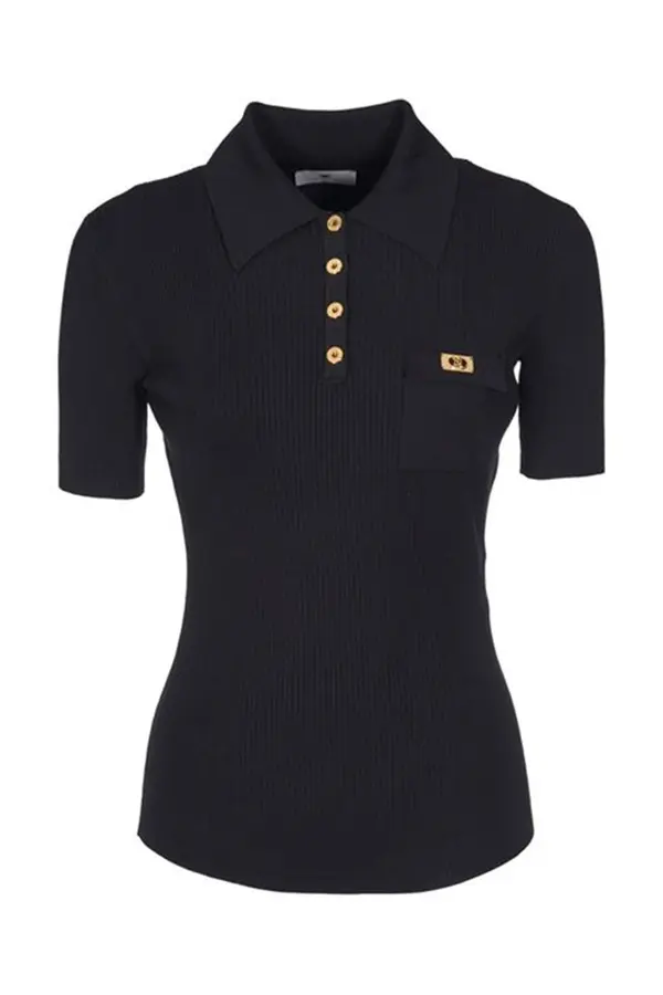 Elisabetta Franchi Črna polo majica Elisabetta Franchi