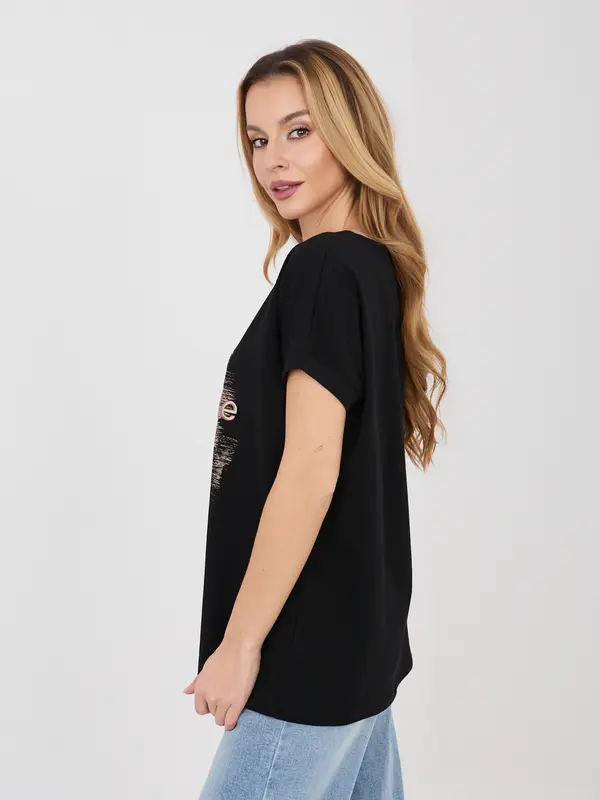 RELEVANCE Črna prevelika bombažna bluza z napisom