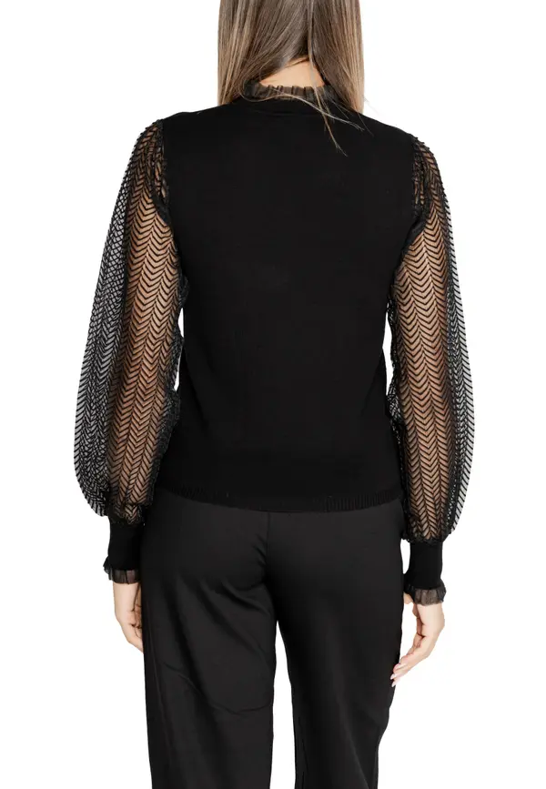 Morgan De Toi Črna pulover s prozornimi rokavi