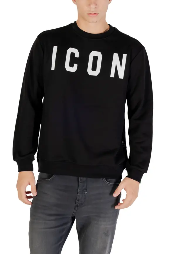 Icon Črna pulover z ikono in potiskom