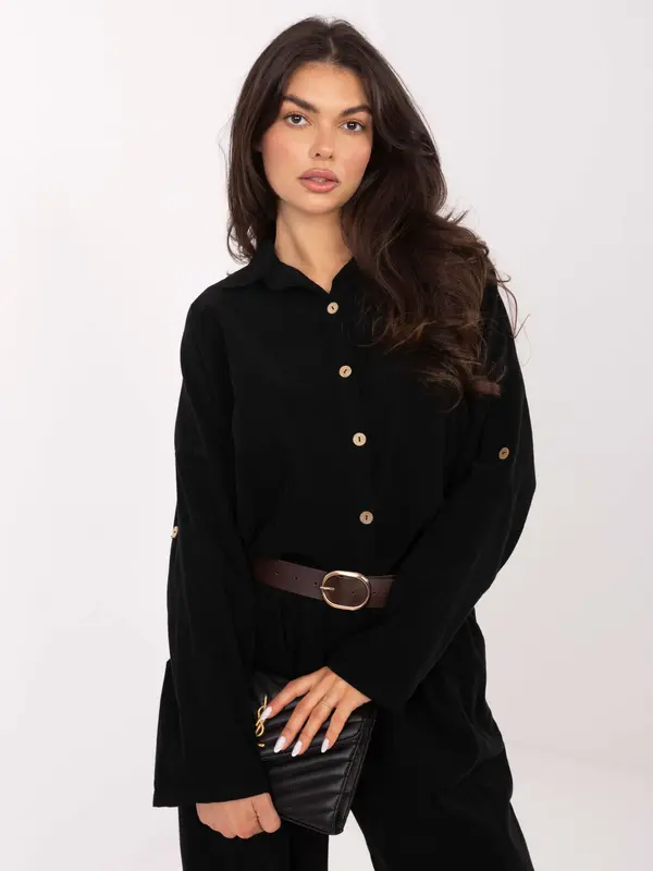 Italy Moda Črna srajca z gumbi