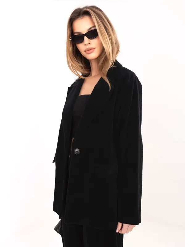 RUE PARIS Črna strukturirana oversized jakna RUE PARIS