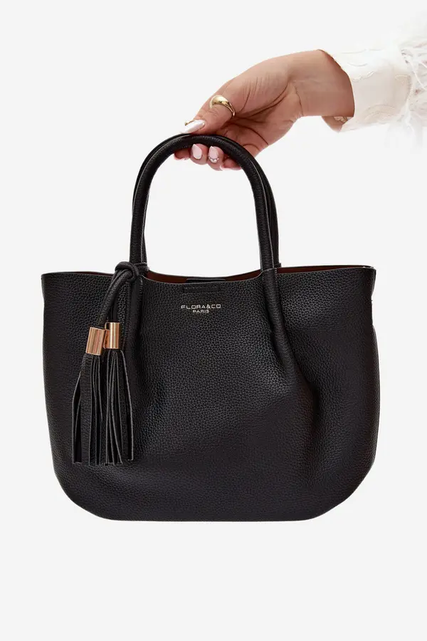 FLORA & CO Črna torbica iz eko usnja Flora&amp;Co