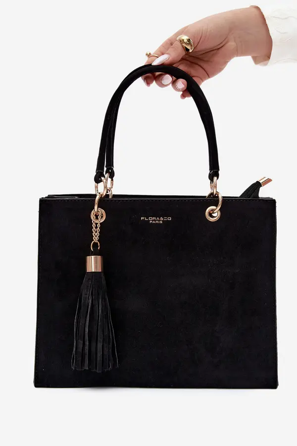 FLORA & CO Črna torbica iz umetnega semiša Flora&amp;Co Ottilie