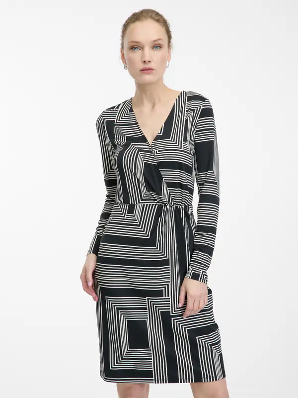 Orsay Črna vzorčasta obleka ORSAY