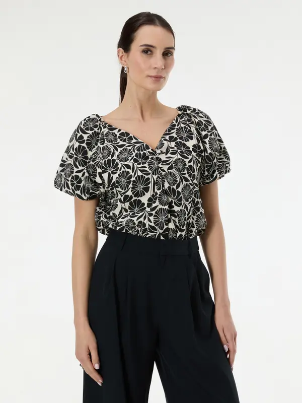 Orsay Črna vzorčasta ženska bluza ORSAY
