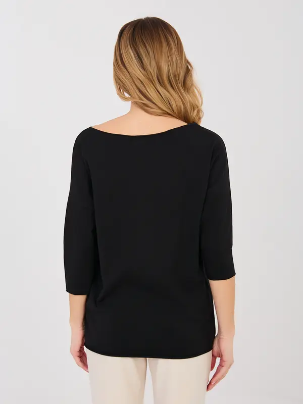 RUE PARIS Črna ženska bluza s 3/4 rokavi