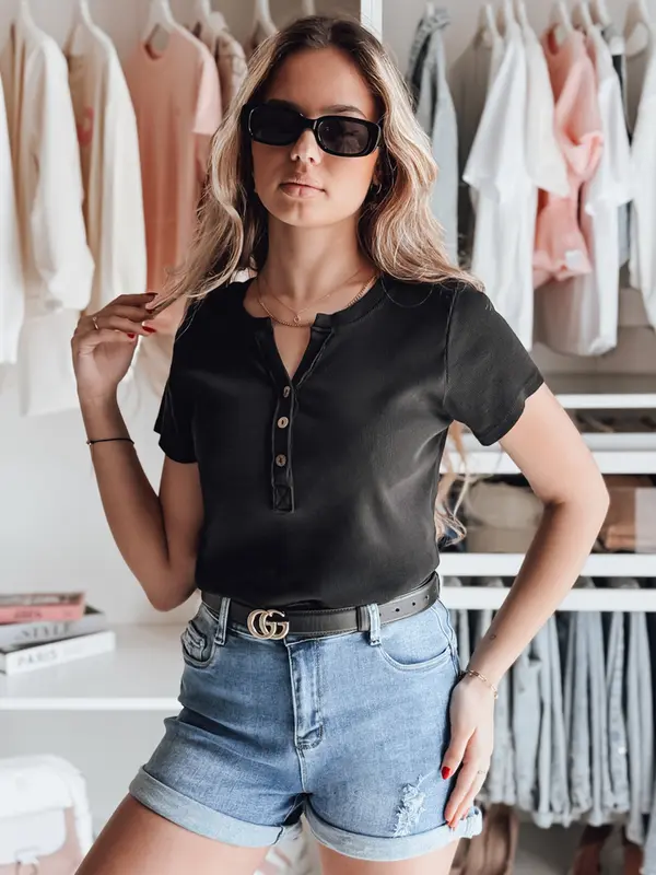 DStreet Črna ženska bluza s kratkimi rokavi