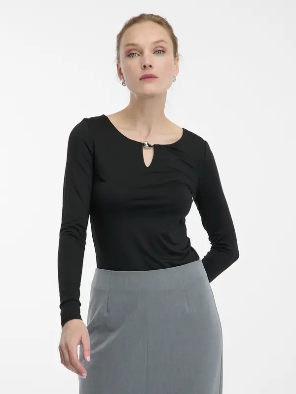 Orsay Črna ženska majica z dolgimi rokavi