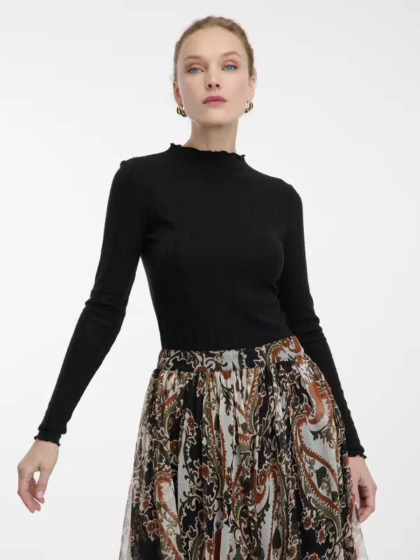 Orsay Črna ženska majica z ovratnikom