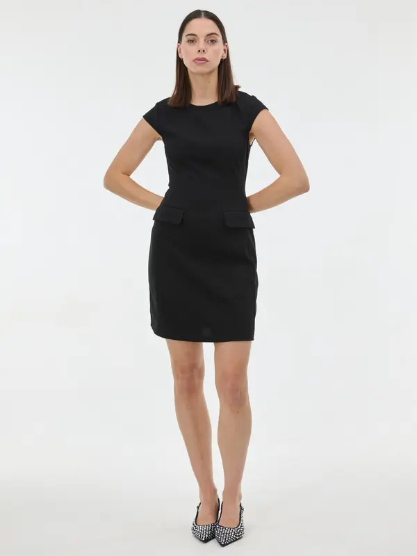 Orsay Črna ženska obleka ORSAY dolžine do kolen