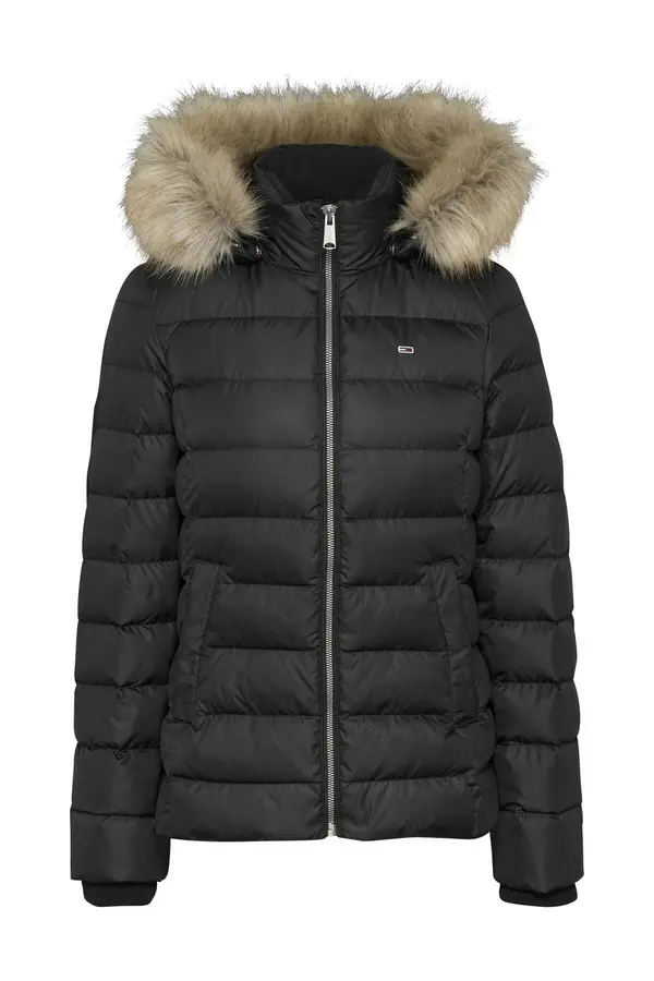 Tommy Hilfiger Jeans Črna zimska jakna s kapuco